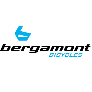 Logo von Bergamont mit einem stilisierten „B“ in Blau und dem Schriftzug „BICYCLES“.