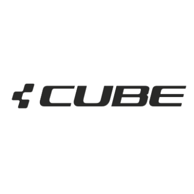 Schwarzes CUBE-Logo mit einem stilisierten Pluszeichen in der linken oberen Ecke.