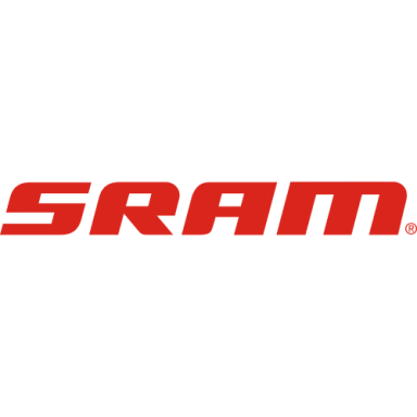 Logo von SRAM in roter Schrift auf weißem Hintergrund.