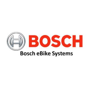 Logo von Bosch eBike Systems in Rot und Schwarz.