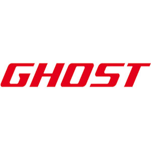 Logo von Ghost in roter Schrift auf weißem Hintergrund.