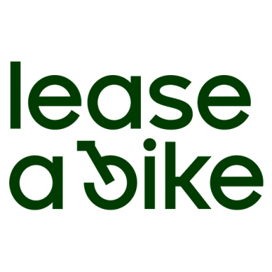 Logo von "lease a bike" in grüner Schrift mit einem stilisierten Fahrrad-Symbol.